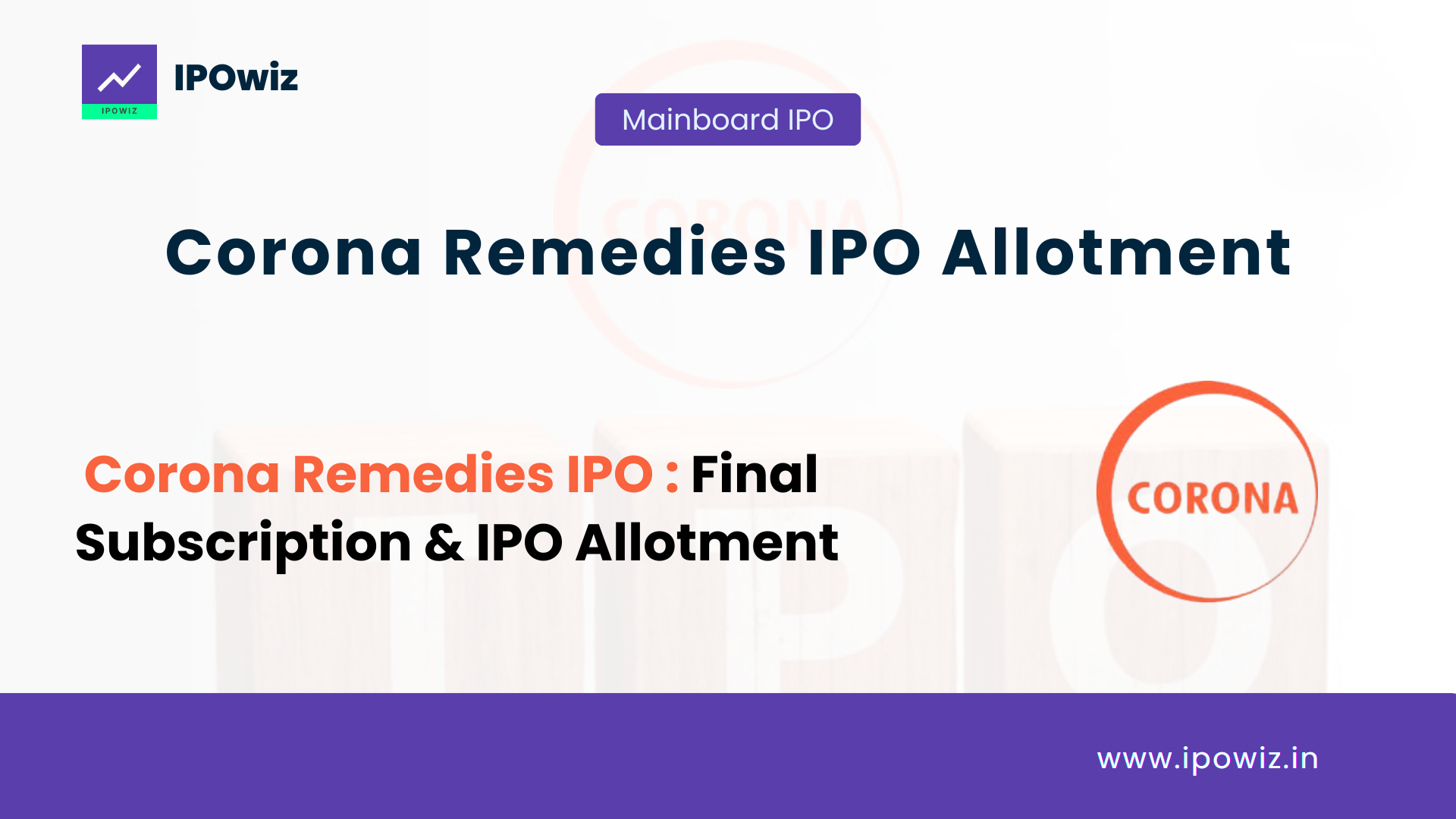 Corona Remedies IPO Allotment Status: Check Live GMP & Subscription